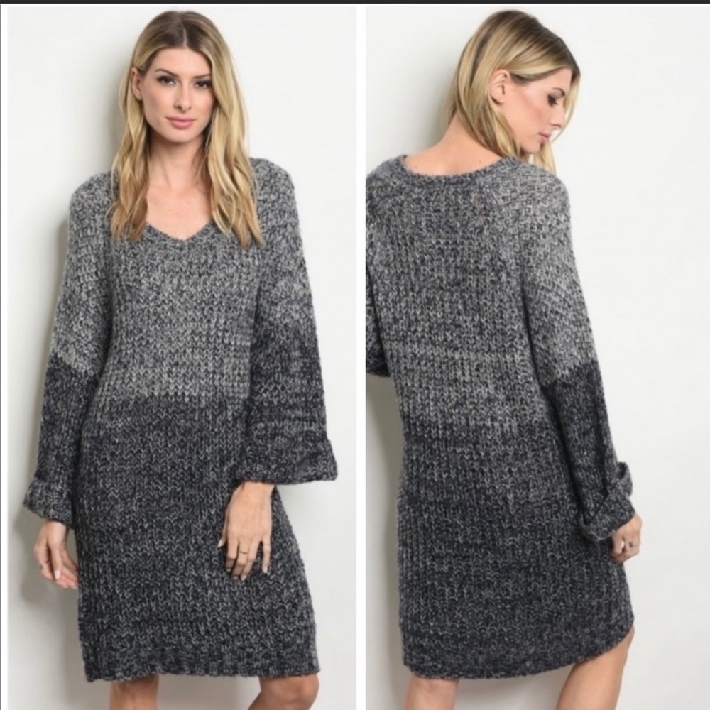 Sexy Navy/Grey Bell Sweater Dress. Size Med
